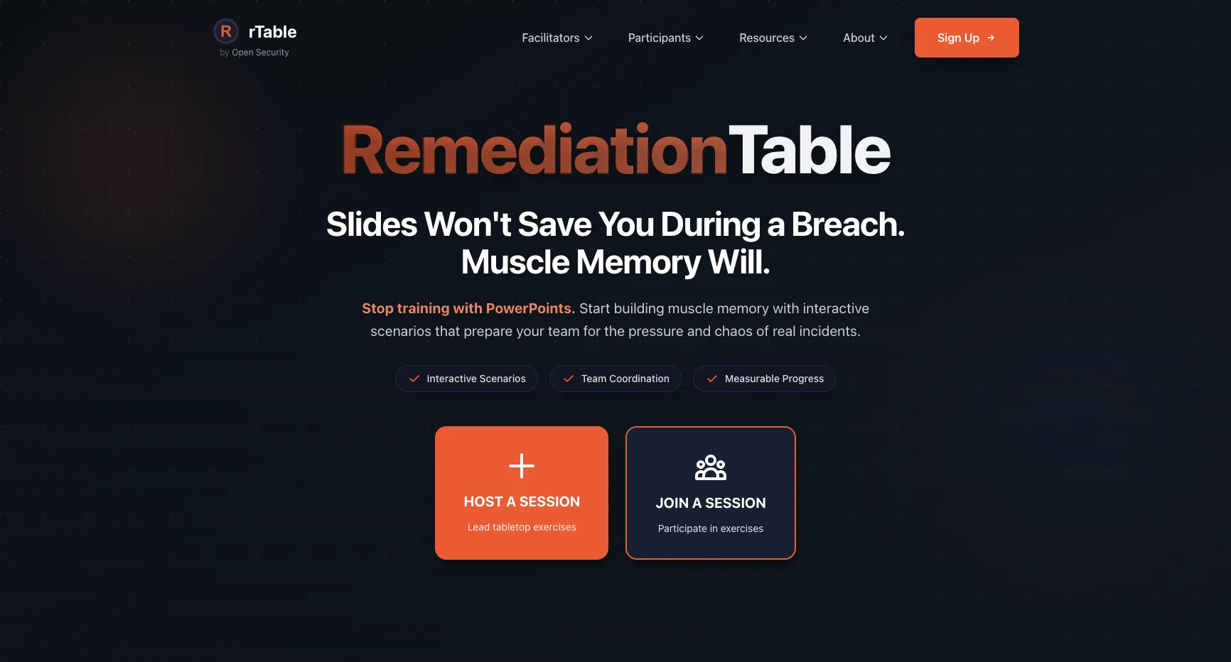 RTable tabletop and readiness interface used to exercise incident response